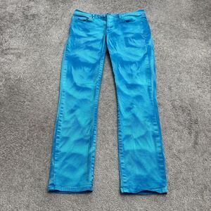 Juicy Couture Straight Crop Denim Jeans Womens 28 Blue Green Tie Dye Mid Rise